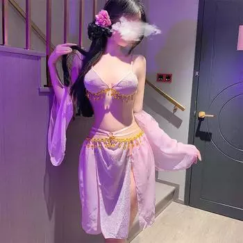 Экзотическая принцесса Си Ши Сексуальные бретели Винтажный карман на животе Кружево Шифон Полный Хан one size fits all