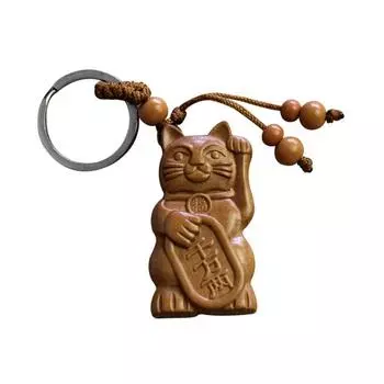 Экзотическая резьба по дереву Lucky Cat брелок кулон подвесная сумка орнамент подарок