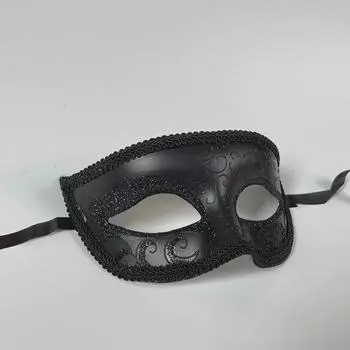 Экзотическая рождественская маскарадная резная маска - плоская голова для таинственной и сексуальной атмосферы вечеринки чёрный