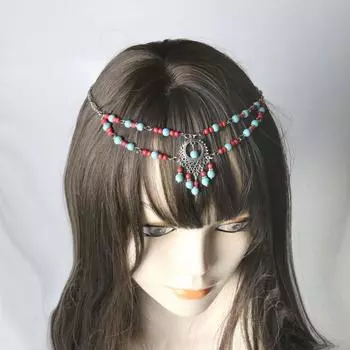 Экзотические этнические кисточки, ретро-фото, антикварные брови, подвеска, цепочка на голову, дорожные аксессуары. разноцветный