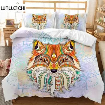 Экзотические этнические животные пододеяльник King для детей и взрослых богемный комплект постельного белья Мандала из микрофибры красочный олень голова волка пододеяльник EU Single 135x200cm