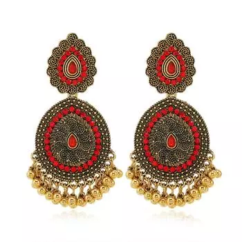 Экзотические серьги, ретро-серьги в форме полых капель воды, цветные серьги-колокольчики с бриллиантами.