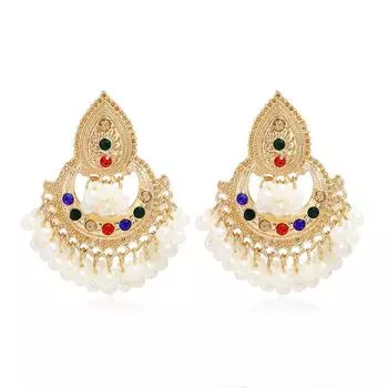 Экзотический этнический стиль преувеличенные серьги, модные ретро суд стиль роскошные бриллиантовые серьги