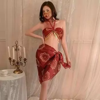 Экзотическое очарование Прозрачный комплект нижнего белья в стиле танца живота S