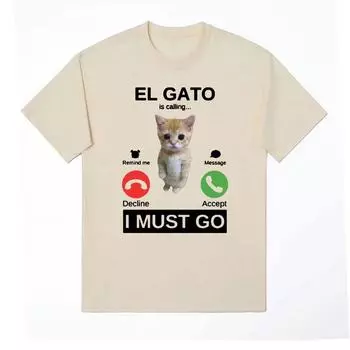 Эль Гато зовет грустного плачущего котенка мем футболки маленький кот для детей футболка Эль Гато моя любимая мужская и женская винтажная хлопковая футболка S чёрный