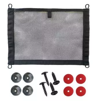 Эластичная грузовая сетка, двухслойная сумка для хранения грузовой сетки с подвесными застежками чёрный