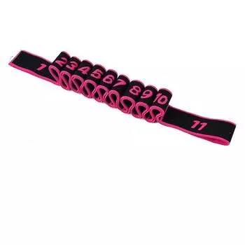 Эластичная лента для фитнеса с 11 ручками, длина 135 см, гимнастическая резинка One Size горячий розовый