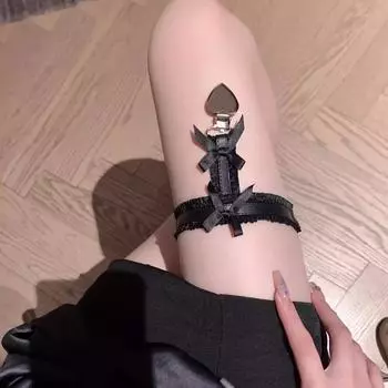 Эластичная лента с бантом на ногу, подвеска в виде сердца, цепочка на бедро, кружевная эластичная цепочка на бедро для женщин