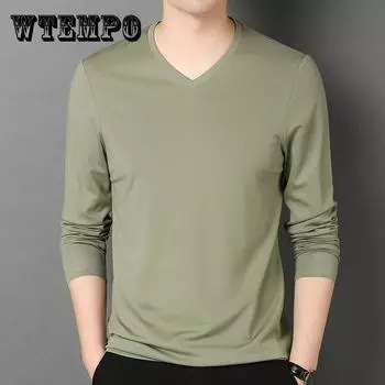 Эластичная мужская футболка с v-образным вырезом и длинным рукавом, мужская футболка для мужских футболок, мужская одежда, футболка, брендовые футболки