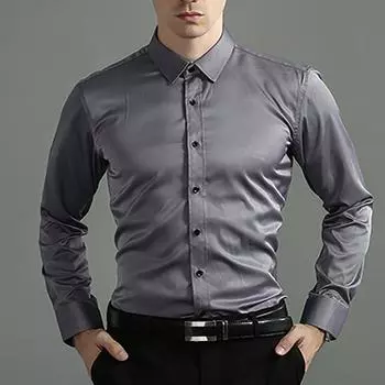Эластичная негладильная мужская рубашка с длинным рукавом, однотонная мерсеризованная вертикальная мужская рубашка большого размера, белый, черный, синий топ 38 белый