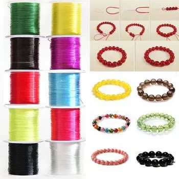 Эластичная нить, кристалл, эластичная плоская эластичная нить, самодельная эластичная нить, нить, эластичная нить, прозрачная эластичная эластичная нить зелёный