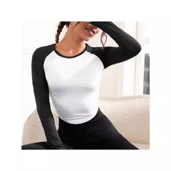 Эластичная одежда для йоги с длинным рукавом, спортивная футболка для бега, фитнеса и йоги XS белый