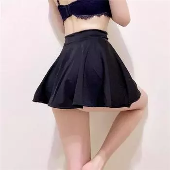 Эластичная плиссированная юбка с высокой талией, сексуальное клубное платье, наряды для женщин, теннисные мини-юбки трапециевидной формы, черно-белая длинная женская одежда One Size чёрный