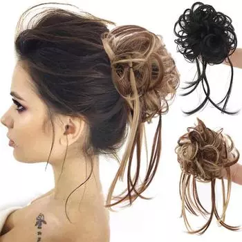 Эластичная повязка для волос, шиньоны для женщин, прическа, пончик, шиньон, небрежный пучок, резинка для волос, пучок, искусственные волосы, синтетические женские шиньон