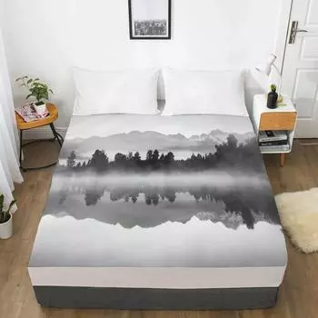 Эластичная простыня на резинке 160x200/180/200/150x200 Наматрасник Чехол на кровать 1 шт. Ясень 135x200 Deep 30cm