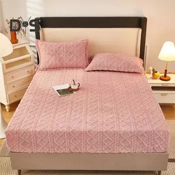 Эластичная простыня на резинке, однотонная плюшевая простыня, толстая стеганая простыня, надежная фиксация для зимнего теплого сна, защита матраса 90 cm лимонно-желтый