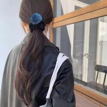 Эластичная резинка для волос с цветочным принтом в виде бархата - корейский стиль для женщин
