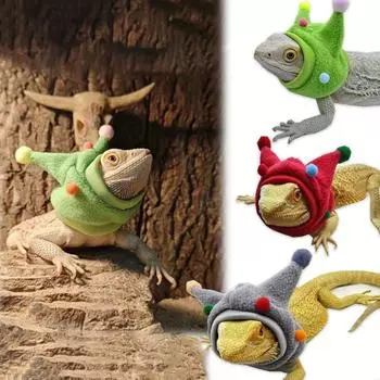 Эластичная рождественская шапка с изображением ящерицы Мягкая флисовая шапка с рогами в виде ящерицы Шапка с изображением рептилий на Хэллоуин зелёный