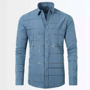 Эластичная рубашка для мужчин с длинными рукавами, мужские рубашки в клетку с негладильным принтом, мужские тонкие рубашки большого размера 38