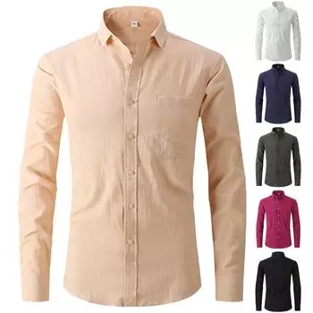 Эластичная рубашка Мужская рубашка с длинным рукавом Мужская верхняя тонкая однотонная дюймовая рубашка M красный