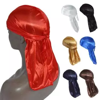 Эластичная шелковая пиратская шляпа Durag с предварительной завязкой, регулируемая женская повязка на голову