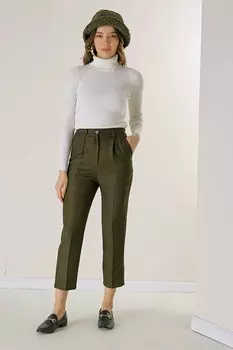 Эластичная талия, боковой карман, узкие брюки с шерстяным эффектом