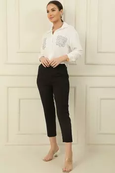 Эластичная талия, передний карман, одинарная складка, узкие брюки, брюки широкого размера