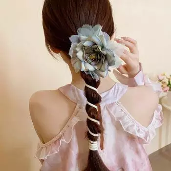 Эластичная телефонная проволока для волос, большие цветы, элегантная плетеная резинка для волос, пляжная розовый