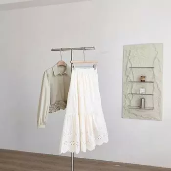 Эластичная юбка с высокой талией, темпераментная элегантная женская одежда, средняя и длинная юбка А-образного силуэта, весна и лето, новое полое платье one size fits all абрикосовый