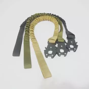 Эластичная веревка безопасности для спуска по веревке с быстроразъемной пряжкой с двумя головками для тактического использования на открытом воздухе чёрный