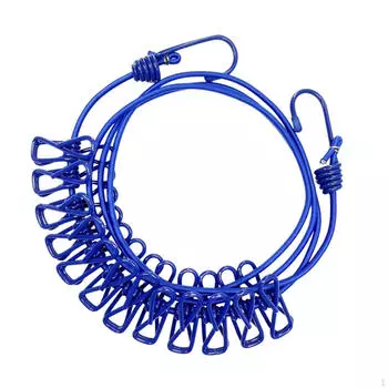 Эластичная веревка для сушки белья для кемпинга, ветрозащитная функциональная вешалка для одежды, дорожная веревка для отдыхающих Blue