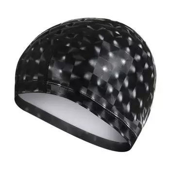 Эластичная водонепроницаемая шапочка для купания в бассейне чёрный