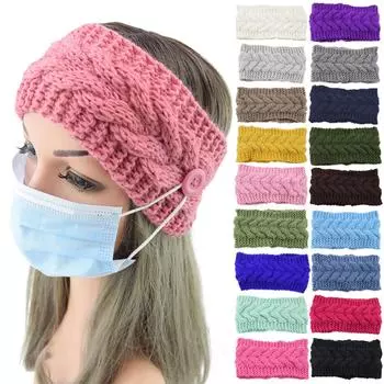 Эластичная вязаная повязка для волос унисекс с термоголовкой, милые спортивные аксессуары для волос для девочек One size