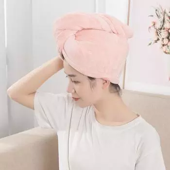 Эластичное с кнопкой, многофункциональное толстое женское полотенце для сушки волос для девочек, принадлежности для отеля, шляпа для сушки волос синий