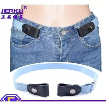 Эластичные эластичные регулируемые брюки унисекс с ленивым поясом Black Leather Belt-Black