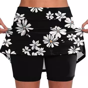 Эластичные брюки-кюлоты для йоги для женщин, спортивные шорты с принтом, легкие узкие однотонные бегуны с высокой талией L чёрный