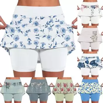 Эластичные брюки-кюлоты для йоги для женщин, спортивные шорты с принтом, легкие узкие джоггеры с высокой талией и принтом L синий