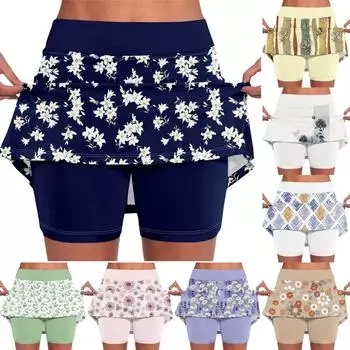 Эластичные брюки-кюлоты для йоги для женщин, спортивные шорты с принтом, легкие узкие джоггеры с высокой талией и принтом L темно-синий