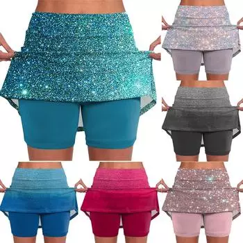 Эластичные брюки-кюлоты для йоги для женщин, спортивные шорты с принтом, легкие узкие однотонные бегуны с высокой талией L синий