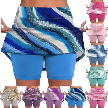 Эластичные брюки-кюлоты для йоги для женщин, спортивные шорты с принтом, легкие узкие однотонные бегуны с высокой талией XXXL синий