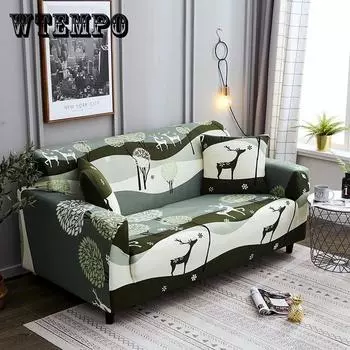 Эластичные чехлы для диванов Merry Christmas Elk Slipcover 1/2/3/4 Seater All-inclusive Big Elasticity Covers 1 seater 90*145 cm