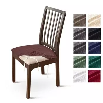Эластичные чехлы на обеденные стулья Т-образный жаккардовый чехол на подушку сиденья Съемный протектор стула Легко устанавливаемая банкетная вечеринка Кухня 1-PCS