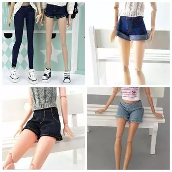 Эластичные джинсы, брюки для куклы Барби, модная одежда, шорты для Blythe 1/6, аксессуары для кукол BJD прозрачный черный