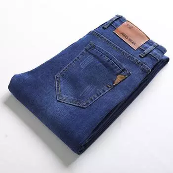 Эластичные джинсы мужские весенние новые узкие брюки мужские прямые брюки большого размера 28