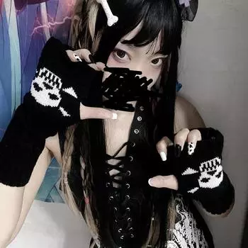 Эластичные грелки для рук, эластичные перчатки без пальцев, вязаные перчатки для вождения с половиной пальца, теплые мягкие перчатки для вечеринки, косплея 3