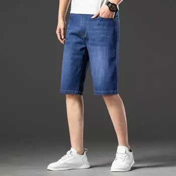 Эластичные капри, простые большие мужские модные брендовые летние тонкие джинсы, джинсовые шорты, мужские капри 28