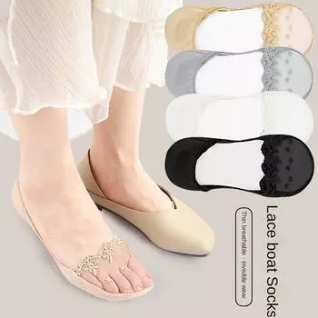 Эластичные кружевные носки-лодочки, хлопковые носки-полуноги, дышащие носки для передней части стопы для девочек белый