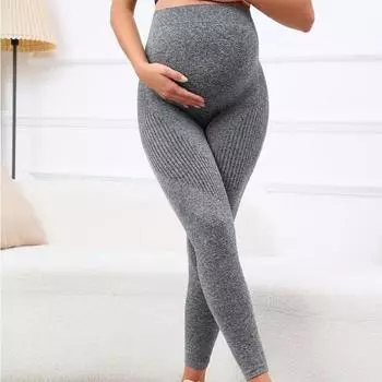 Эластичные леггинсы для беременных с высокой талией, обтягивающие леггинсы для беременных женщин, поддерживающие живот, послеродовые леггинсы, корректирующие фигуру, фитнес-брюки S серый