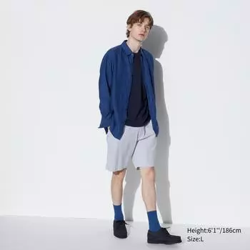 Эластичные легкие короткие брюки UNIQLO (индийская жатая ткань в полоску)