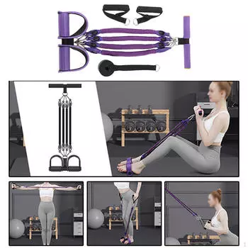 Эластичные ленты для приседаний и силовых тренировок с педальной системой фиолетовый